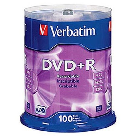 VERBATIM Verbatim DVD+R 4.7GB 16x Branded 100pk Spindle 154 0660
